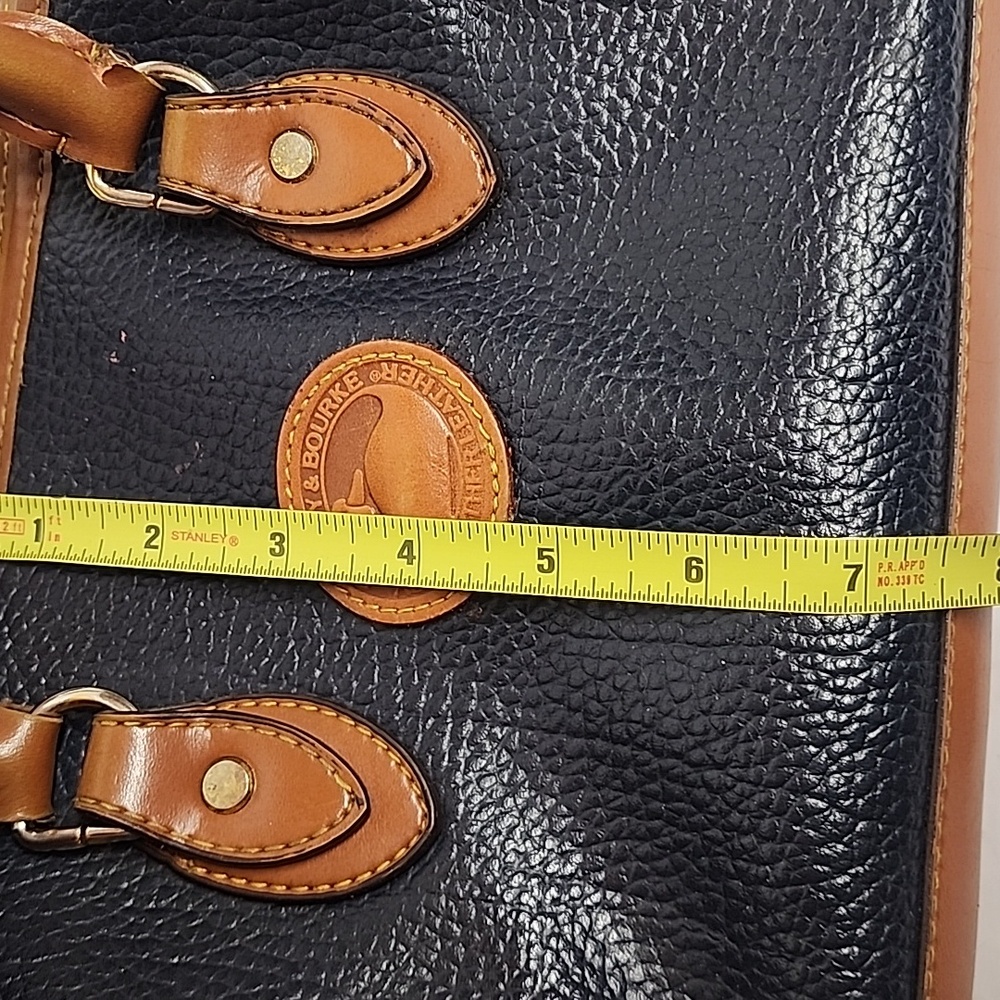 Dooney & Bourke Vintage Navy Blue and Tan Quality Leather Satchel Doctors Bag - Picture 13 of 15
